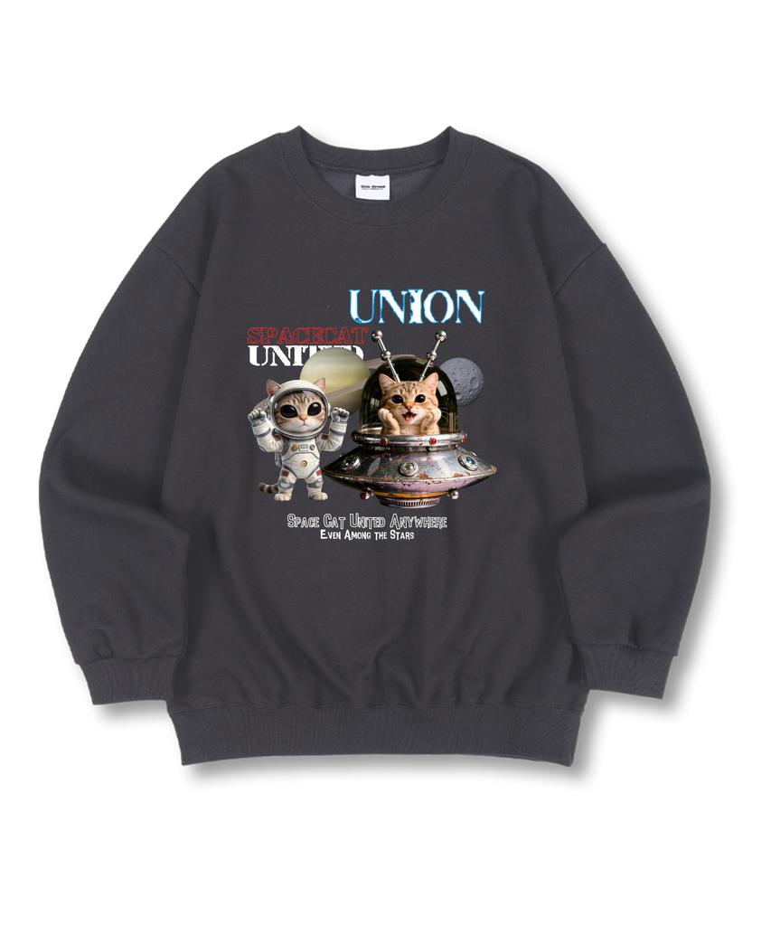 UNION GARMENTS Космическая кошка Премиум Двусторонняя Оверсайз Толстовка 4 Цвета