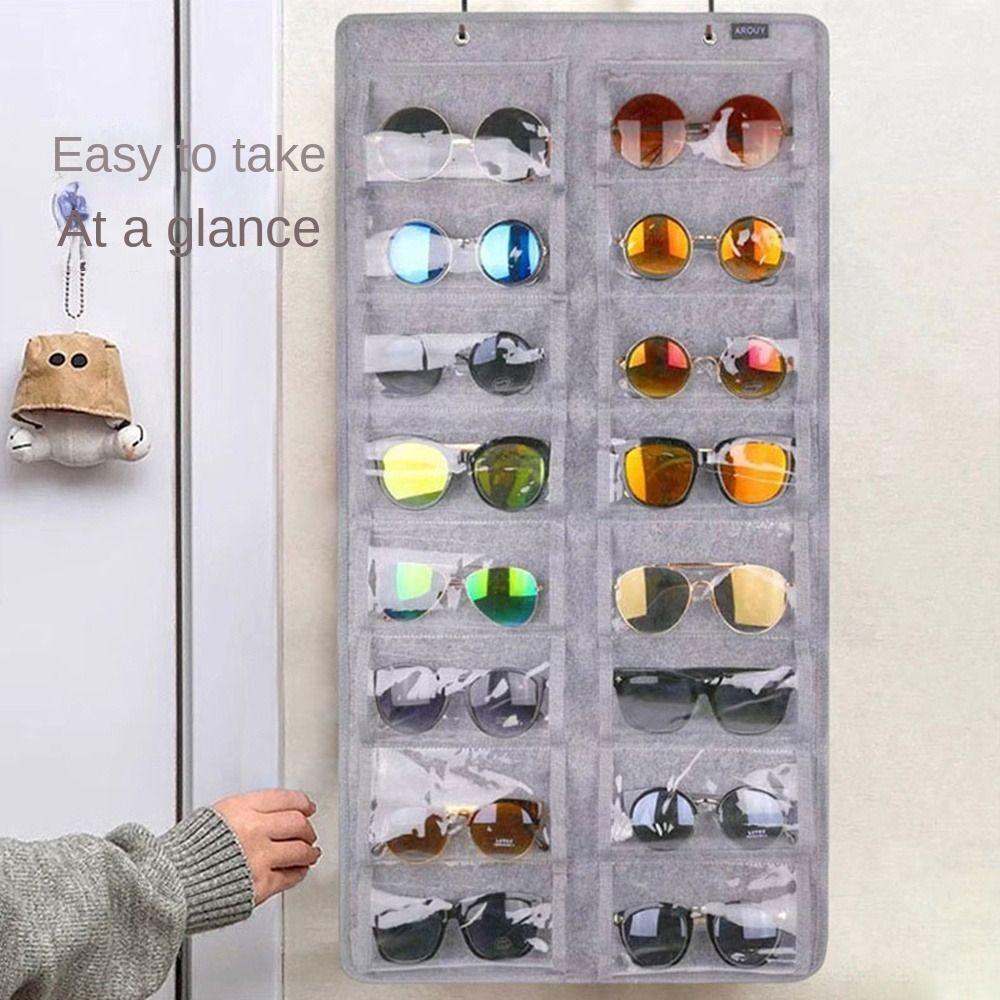 16 Slots Sunglasses Storage Hanging Bag Visible Glasses Display Rack Sunglasses Organizer  Bedroom