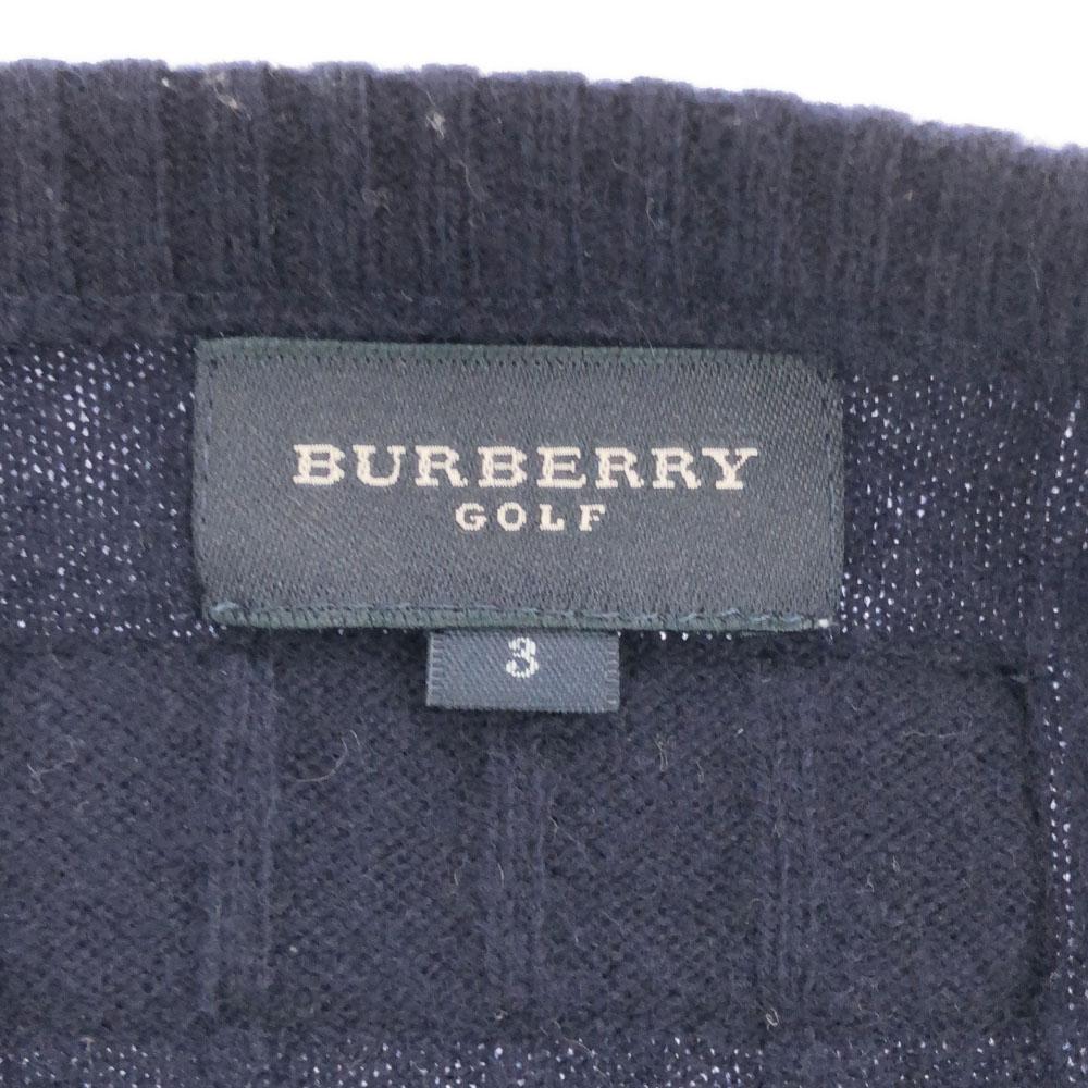 Burberry Made In Japan Sanyo Shokai Wool Blend Golf Long Sleeve V Neck Sweater Men's Used