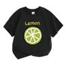 Unisex Kids 100% Cotton Crew Neck Short Sleeve T-Shirt, Cute Lime Lemon Slice Print Casual Tees for Boys Girls Summer Soft Breathable Daily Wear Tops
