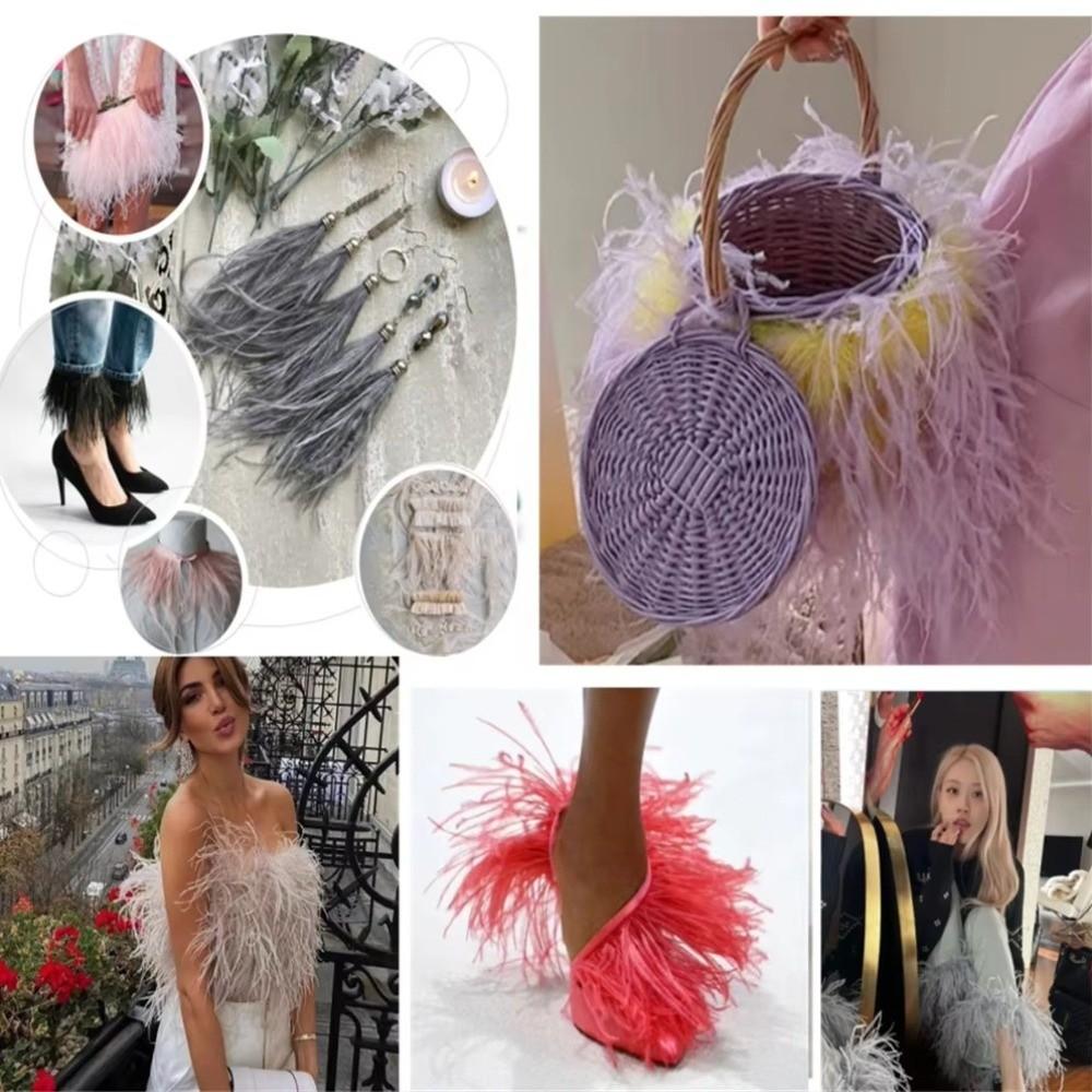 1 Meter 10-15cm Wide Apparel Fabric Ostrich Feathers Trim  Costumes Sewing Accessories