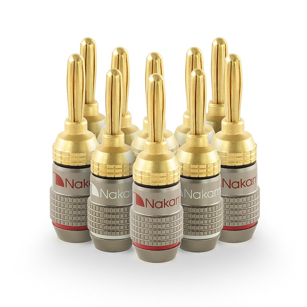 Nakamichi FanLock Серия Excel Позолоченные 24K Банановые Штекеры 10-18 AWG 4 мм для Акустической Системы Усилителя Hi-Fi Стерео Домашнего Кинотеатра AV-Ресивера 10 шт. 5 Пар