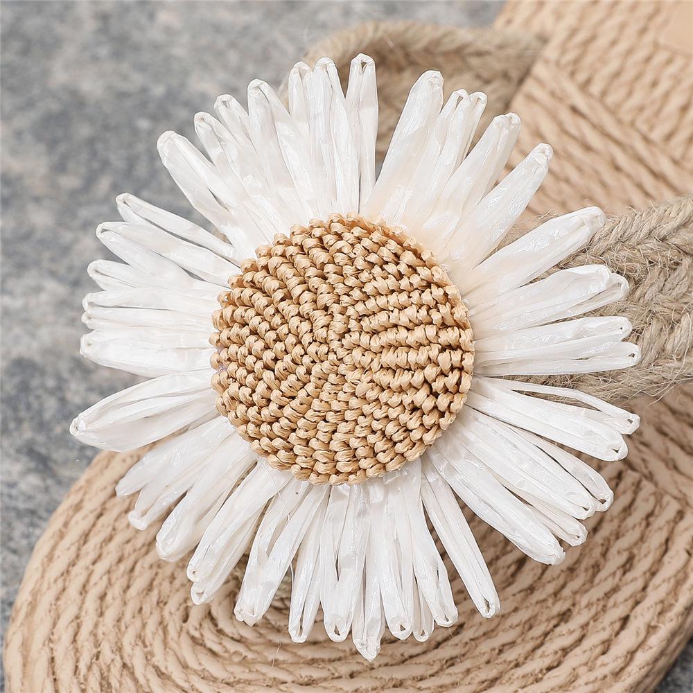 Ethnic Braid Women's Hemp Sandals Trendy Outdoor Flip-Flops Fashionable Flower Beach Toe Post Slippers