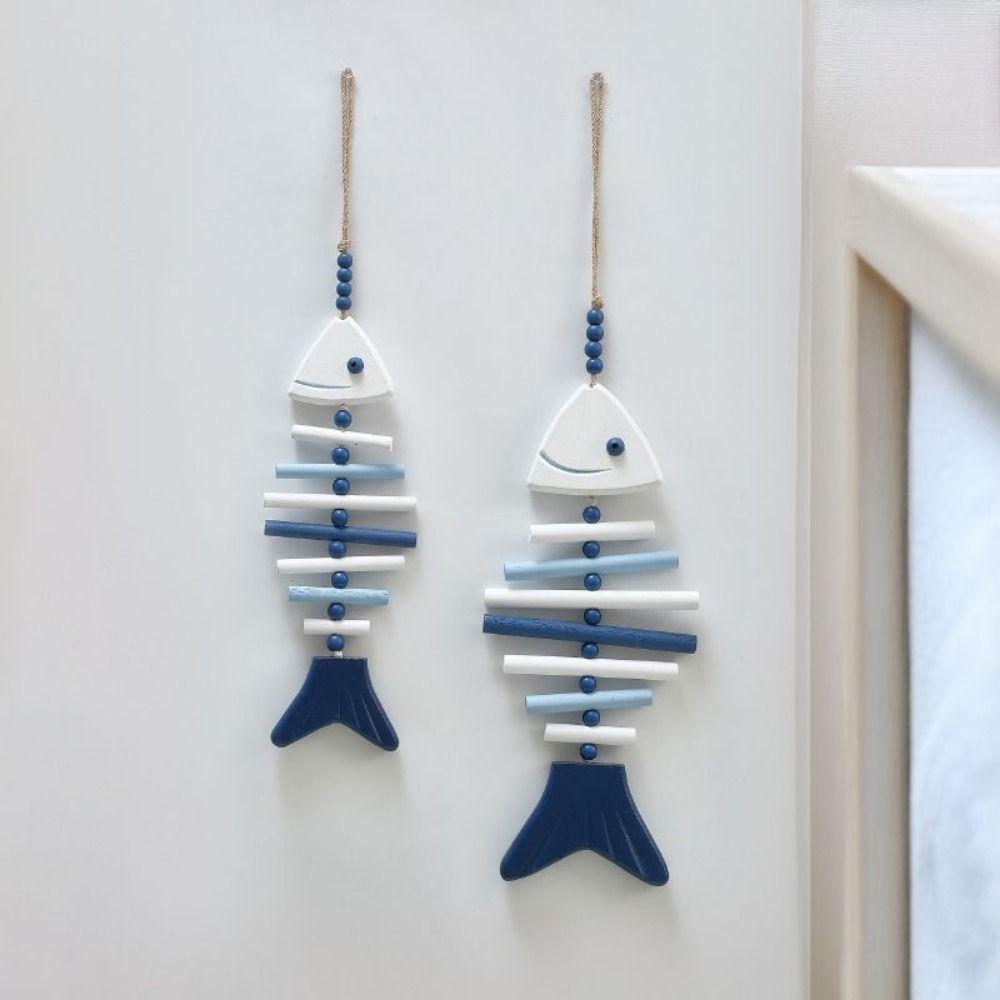 Wall Mounted Wooden Fish Pendant Exquisite Fish Hanging Ornament Funny Fish Bone Pendant Bar