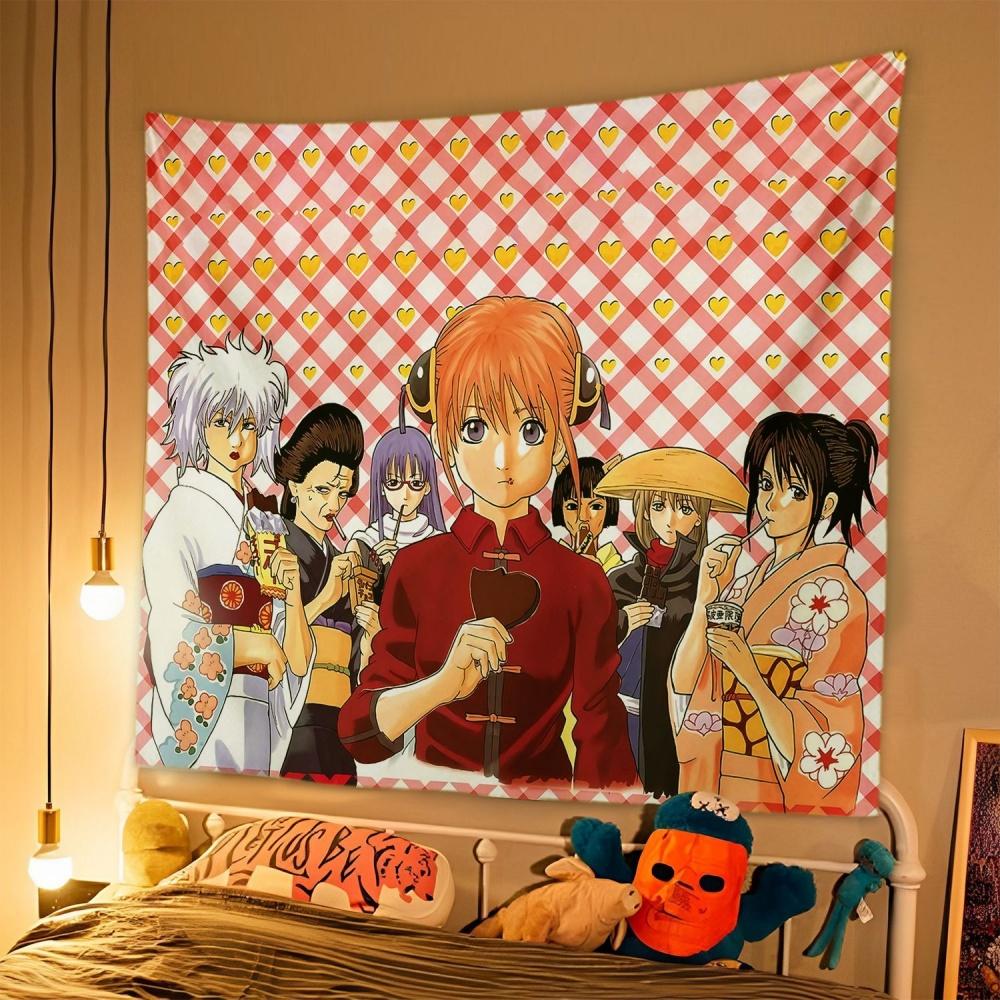 1pc Japanese Anime Tapestry GINTAMA Background Cloth Student Dormitory Bedside Bedroom Decoration Hanging Rental House  Tapestry