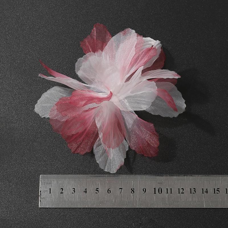 10 шт. 3D Цветочные кружевные аппликации из органзы для свадебного платья, домашний декор, градиентная кружевная отделка, швейные аксессуары, декор для комнаты