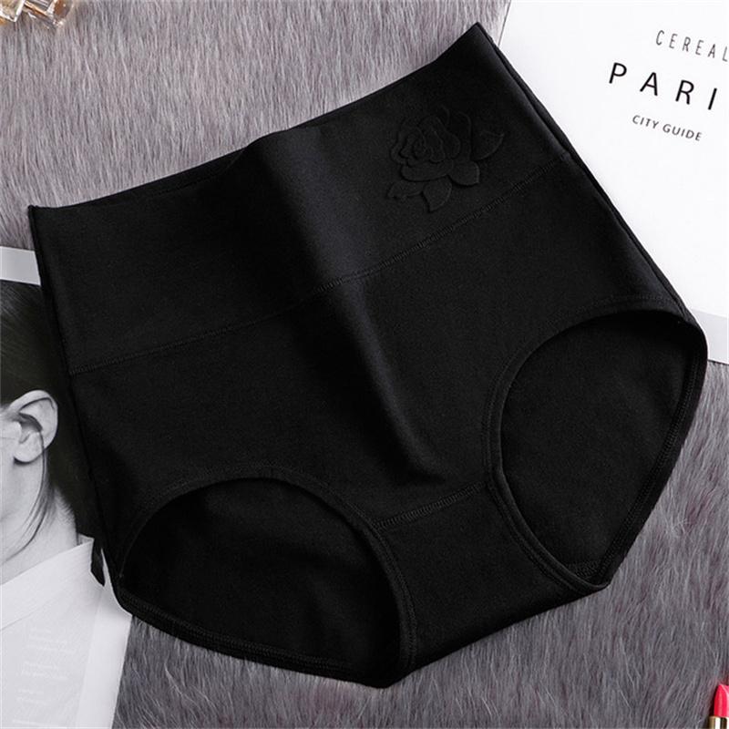 Panties Cotton Women Large Size Elastic Soft Ladies Underwear Breathable Sexy Embossed High Waist Briefs