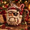 Decorative Cauldron Mug for Fans 3D Dark Christmas Santa Mug, Ugly Design Ceramic Coffee Cup with Gothic Horror Style Travel Handle, Novelty