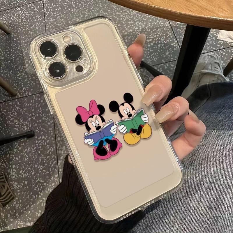 Мультяшные Микки и Минни подходят для чехла на мобильный телефон Apple 16promax iPhone15 противоударный 14 прозрачный 12 креативный 7p