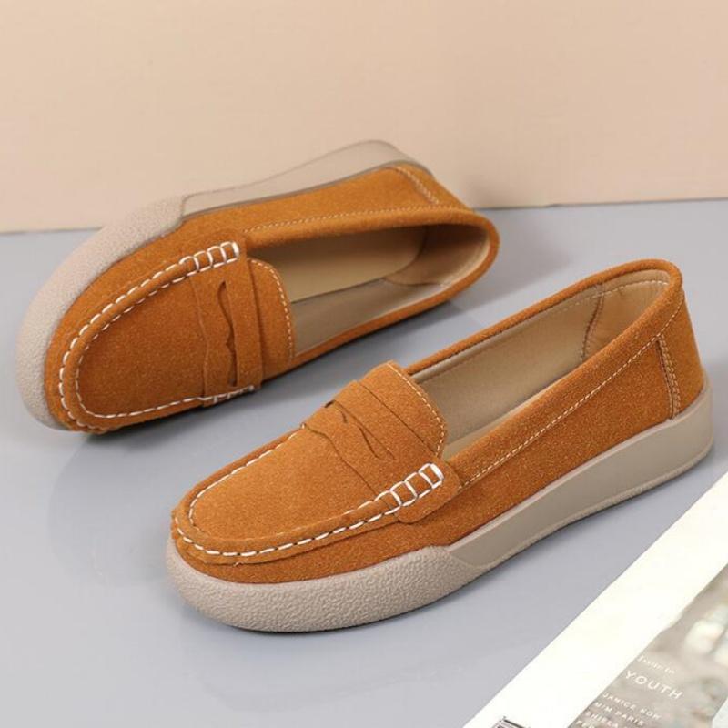 Новые женские лоферы удобные и легкие. Женская весенне-осенняя повседневная кожаная обувь, балетки, большой размер