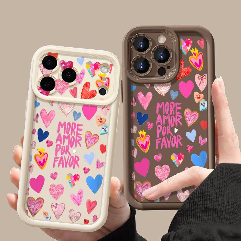 Heart Print Pattern Phone Case For iPhone Air 17 16e 16 15 Pro Max 16 14 Plus 13 12 11 Pro Max 7 8 Shockproof Soft TPU Silicone Cover