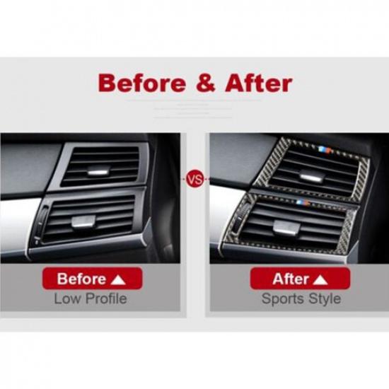 4pcs Carbon Fiber Interior Cover Trim Fits for Bmw X5 E70 X6 E71 2007-13
