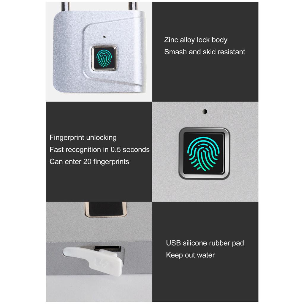 Биометрический навесной замок с отпечатком пальца, бесключевой замок, среднего размера, цифровой замок с отпечатком пальца, подходит для шкафчика в спортзале и использования на открытом воздухе