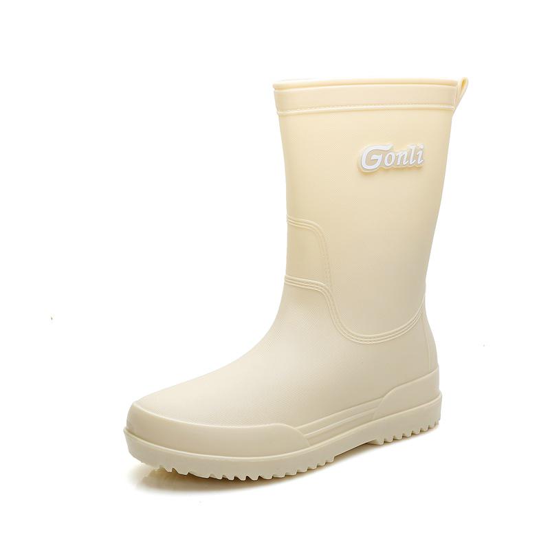 Женские модные водонепроницаемые резиновые сапоги до середины икры, на толстой нескользящей подошве, износостойкие, с плюшевой подкладкой для тепла