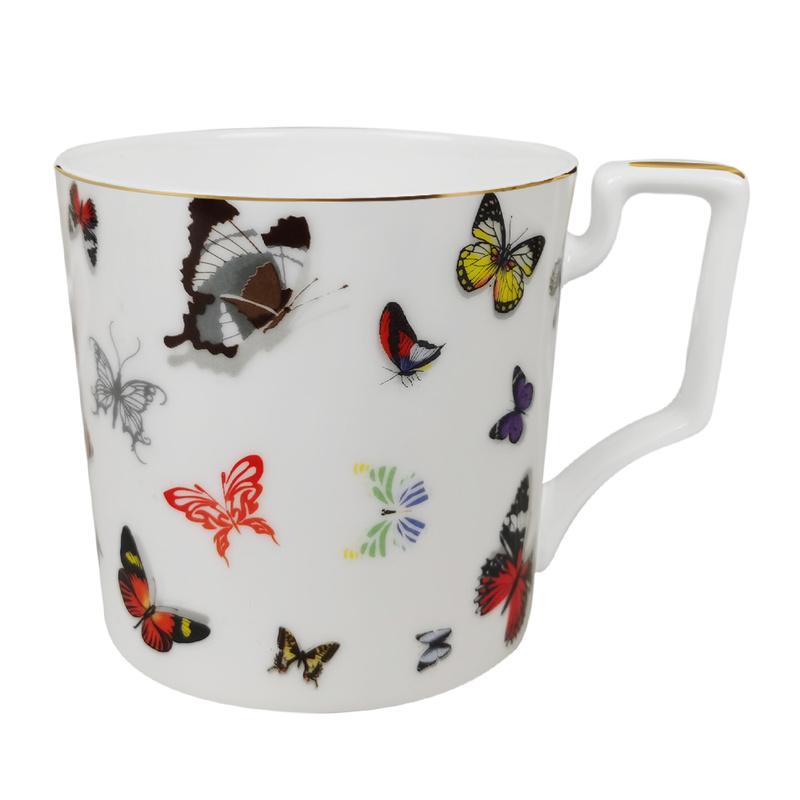 New Tableware Ceramic Tray Gold Rim Plate Flat Dish Cake Plate Dinner Tray Tableware Butterfly Creative White Bone China Plate