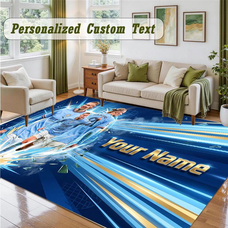 Crystal Velvet Square Rug Custom NameErling Haaland Pattern Non Slip Home Floor Decor Rug