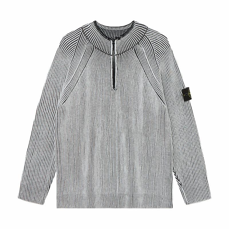 STONE Унисекс Кардиган на молнии с воротником-стойкой и нашивкой Вязаный свитер для осени/зимы