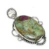 Ruby Fuchsite Lab-Created Handmade 925 Sterling Silver Pendant 2.36" H4Z28