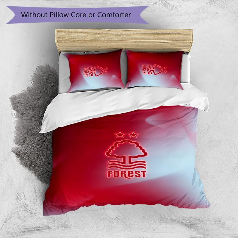 Nottingham Forest Football Printed 3 Pieces Bedding Set, Comfortable Skin Friendly Bedroom Duvet Cover Set
