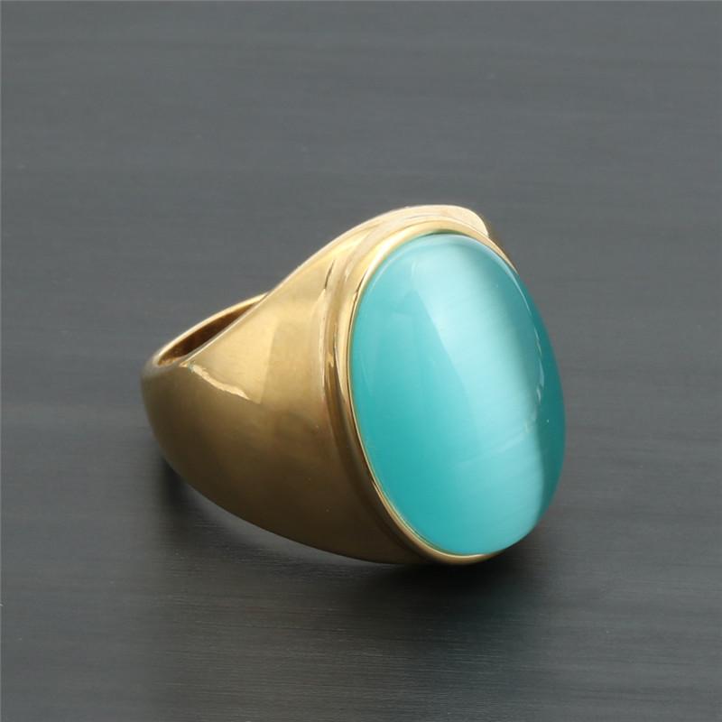 Женское модное кольцо с сапфиром - Кольцо из нержавеющей стали и титана с гальваническим покрытием и камнем