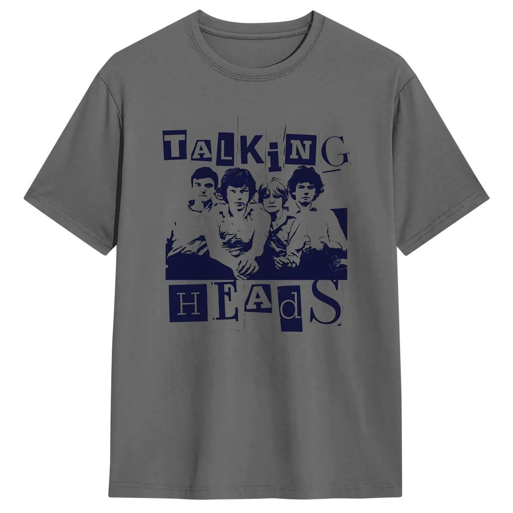 Funny Band Talking Heads Art TShirt for Unisex O Neck Pure Cotton T Shirts Short Sleeve Tee Shirt Adult Clothes