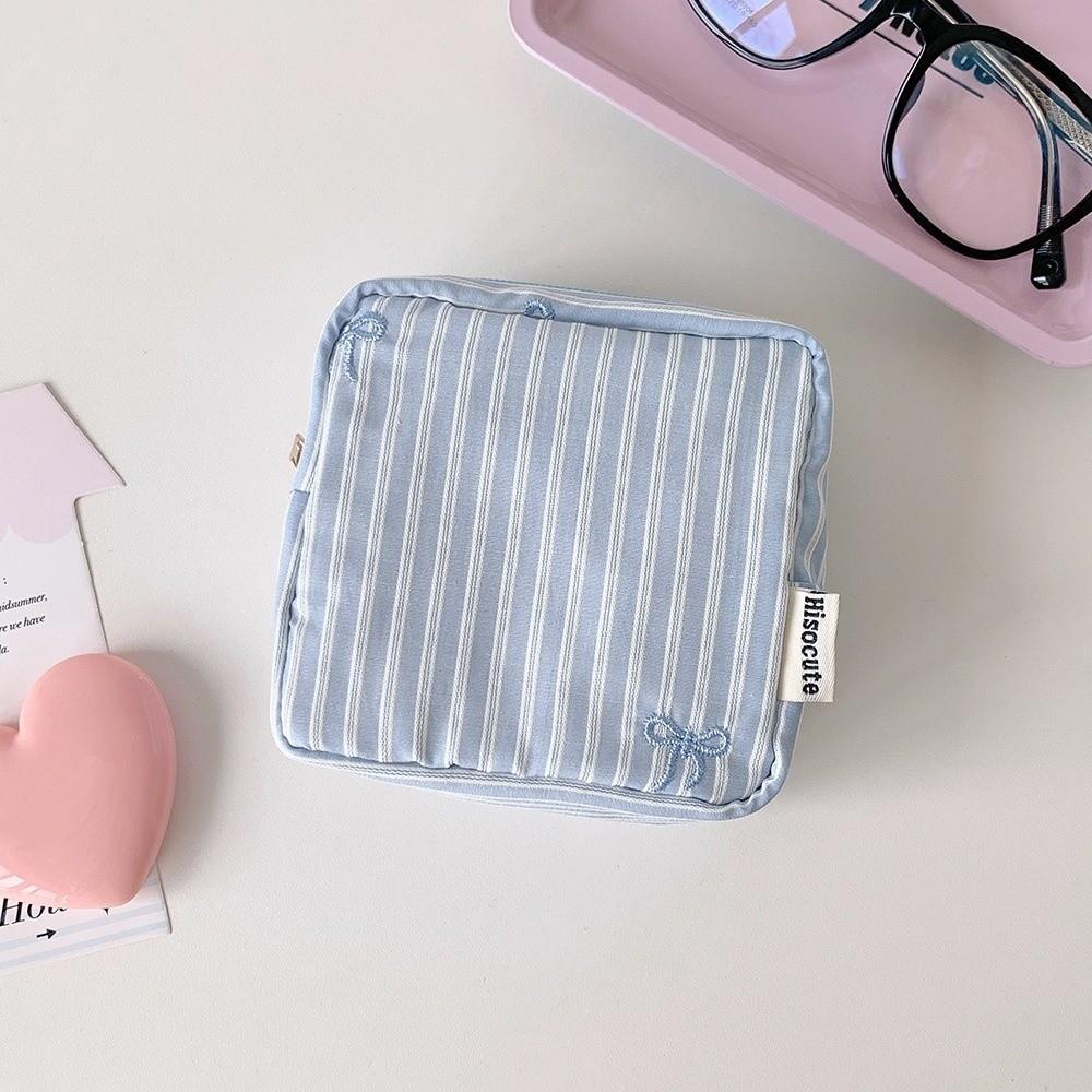 Korean Style Cloth Bow Cosmetic Bag Large Capacity Portable Beauty Case Travel Storage
