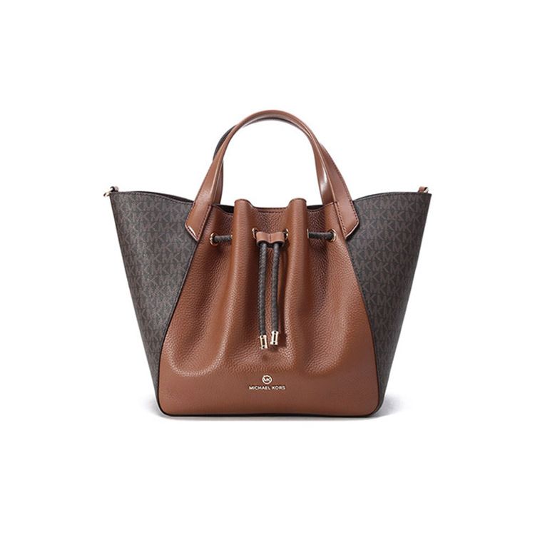 Michael Kors Классическая сумка-ведро с принтом-монограммой, модная сумка для поездок на работу, на завязке, женские сумки, коричневая, 30H1G8PT3T-230