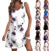 Женское повседневное платье с карманами, летнее пляжное платье, блузки с принтом для женщин, платье с v-образным вырезом, свободные платья-майки