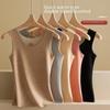 Women's Double-Sided Brushed Velvet Cashmere Silk Vest with Round Neck