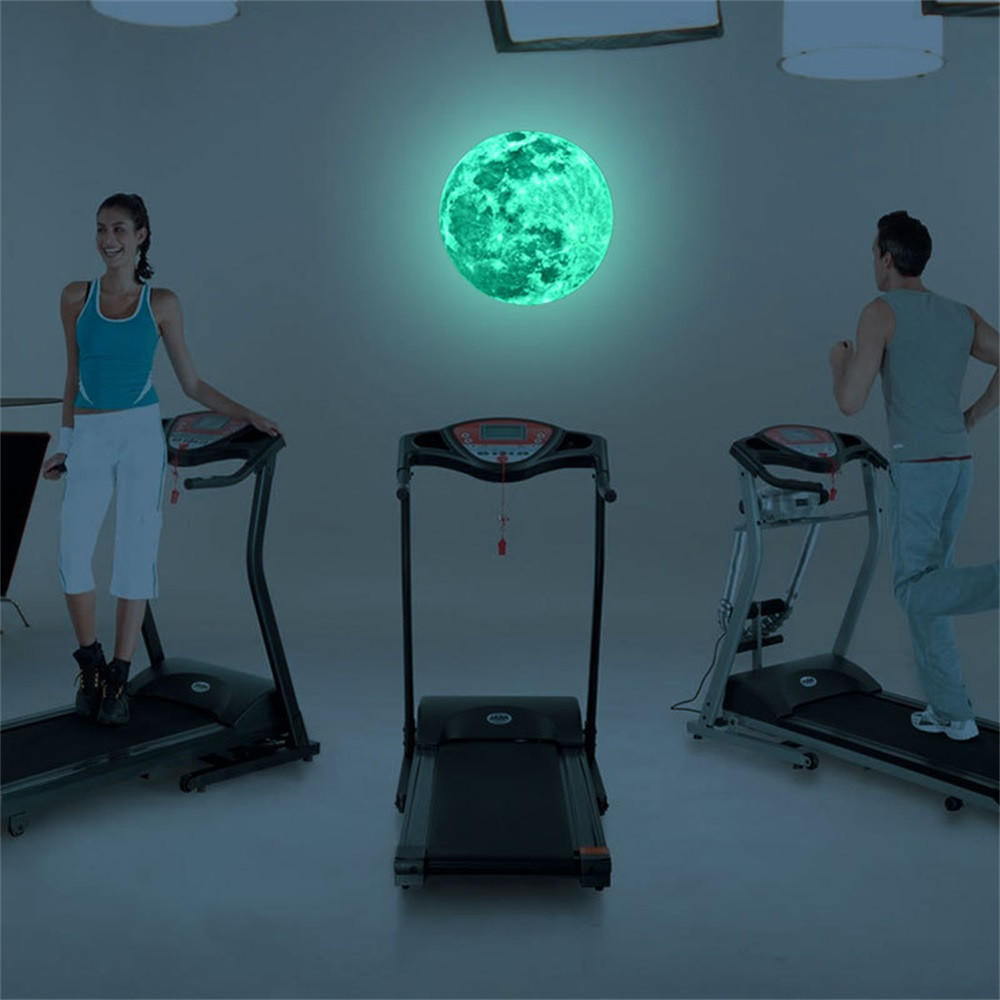 20 см 3D большая луна флуоресцентная наклейка на стену съемная светится в темноте