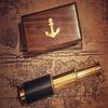 Marine Brass Telescope with Wooden Box Pocket Small Spyglass  Maritime Steampunk Present for Collector Gift