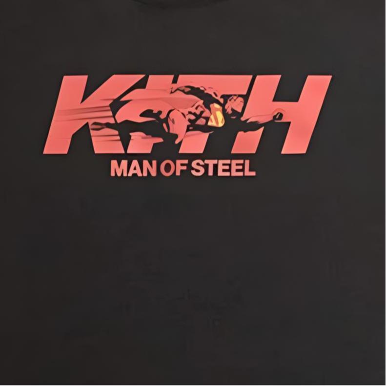 Kith X Футболка Супермен Человек из стали Винтажная Черная Унисекс Топы KHM033748-001