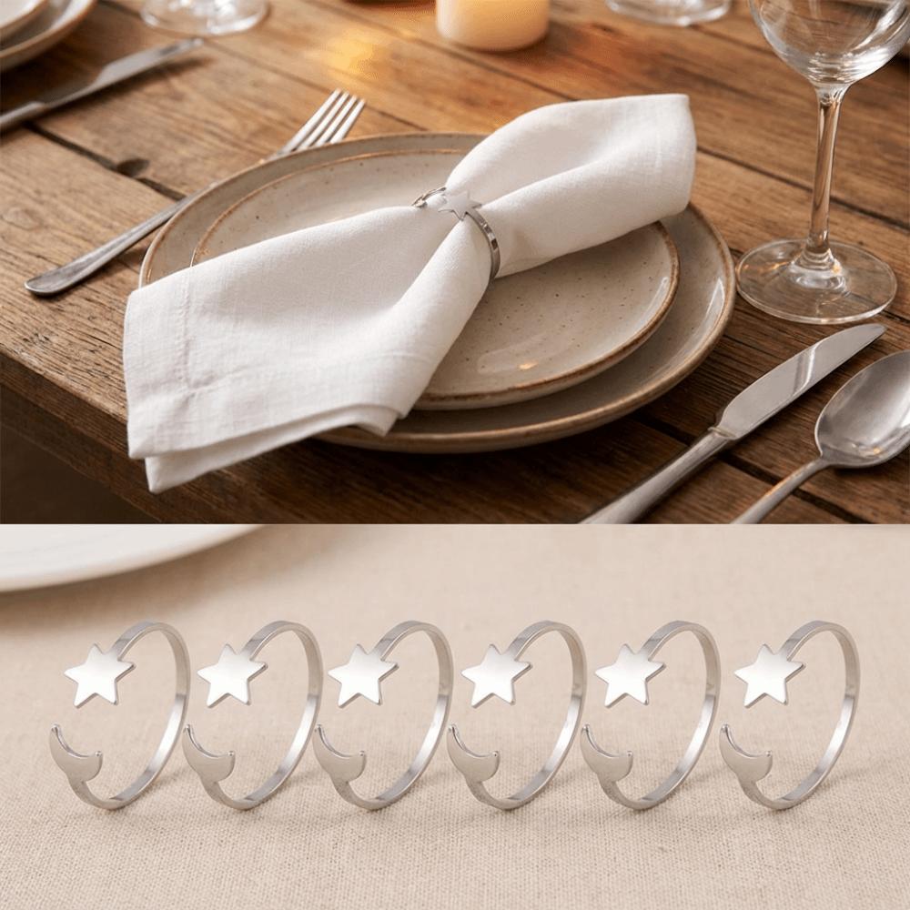 6PCS Modern Star Napkin Buckle Minimalist Serviette Ring Festival Party Napkin Buckle Table Setting