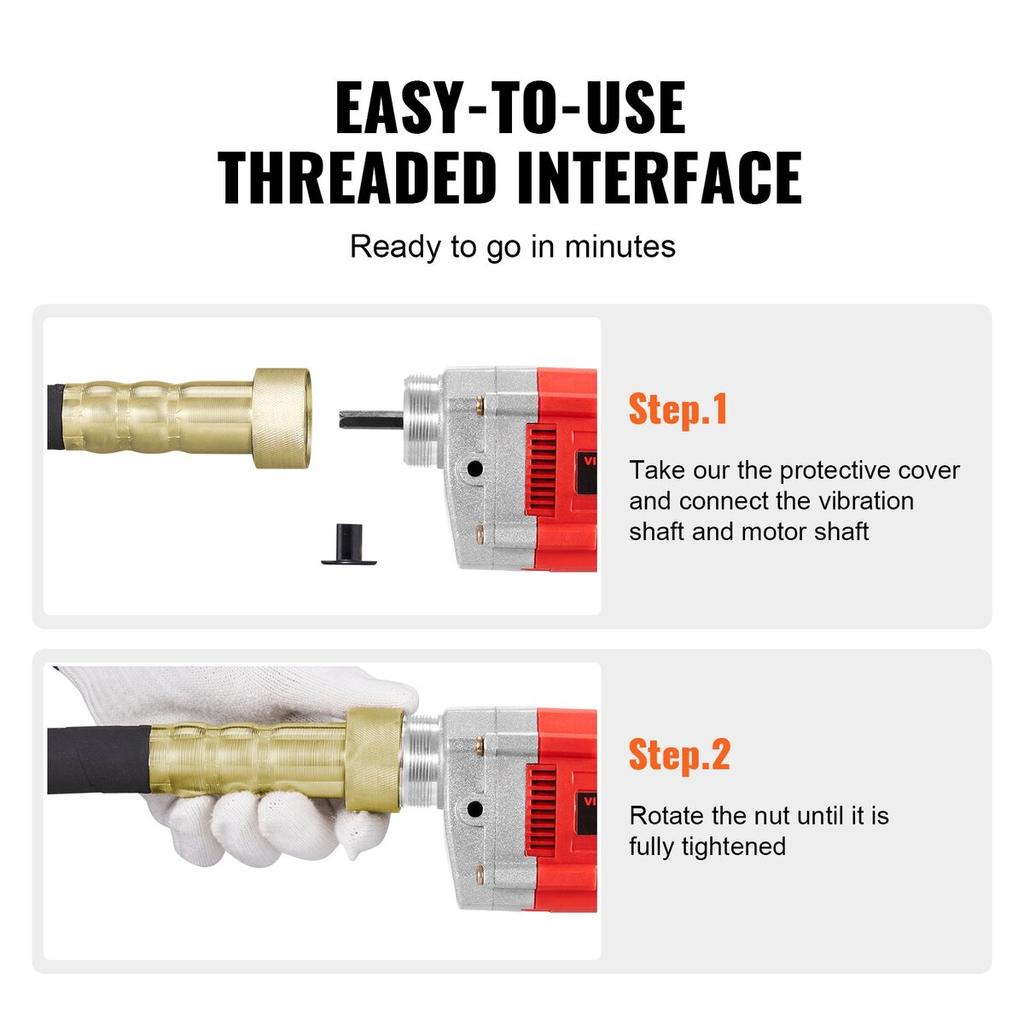 Handheld Electric Concrete Vibrator 800W 1.5M Shaft Air Bubble Remover