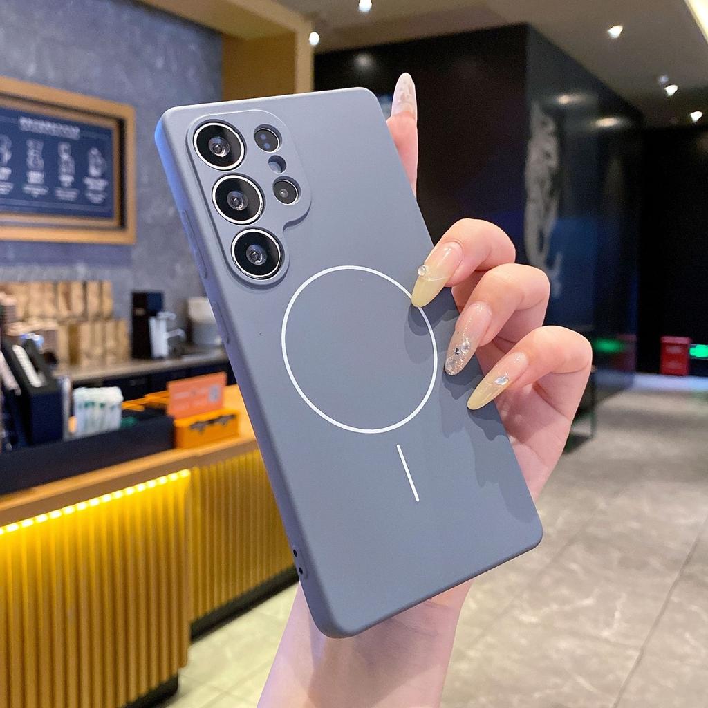 Suitable for Samsung S25 Ultra Thin Circle Magnetic Phone Case A55 Liquid A54 Silicone Soft Shell A16 Skin Feeling Full
