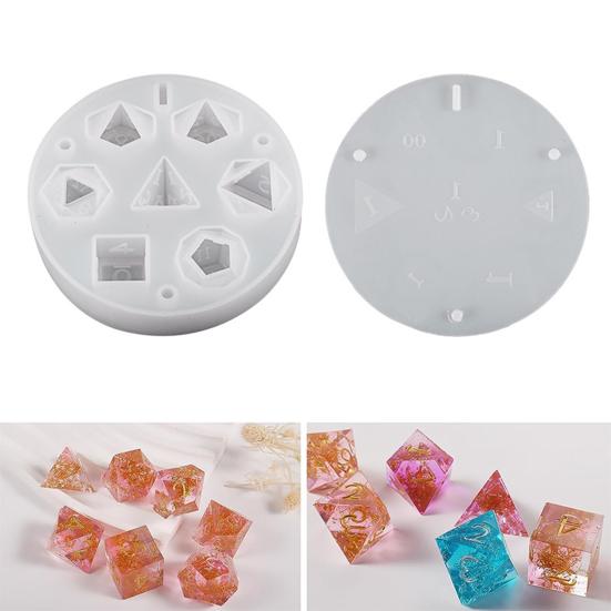 Большие формы из смолы для кубиков DND для изготовления кубиков своими руками, 7 полостей, многогранная силиконовая форма со стереоскопическим дизайном, формы из эпоксидной смолы для настольной настольной игры