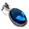 Подвеска из стерлингового серебра 925 пробы с натуральным лондонским голубым топазом 2,25 дюйма Z2u35