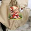 New Acrylic Flat 2D Flower Fairy Green Fresh Girl Cartoon Car Pendant Keychain