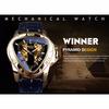 Steampunk Fashion Triangle Golden Skeleton Movement Mysterious Men Automatic Mechanical Wrist Watches Top Brand Luxury