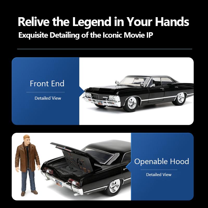 JADA Toys Сверхъестественное 1967 Chevrolet Impala Sport Sedan 1:Литой Модель в Масштабе 24 JD32250