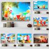 Modern Fresh Fruit Juices and Cocktails Canvas Painting Summer Sea Wall Picture Posters and Prints for Living Room Decor Cuadros