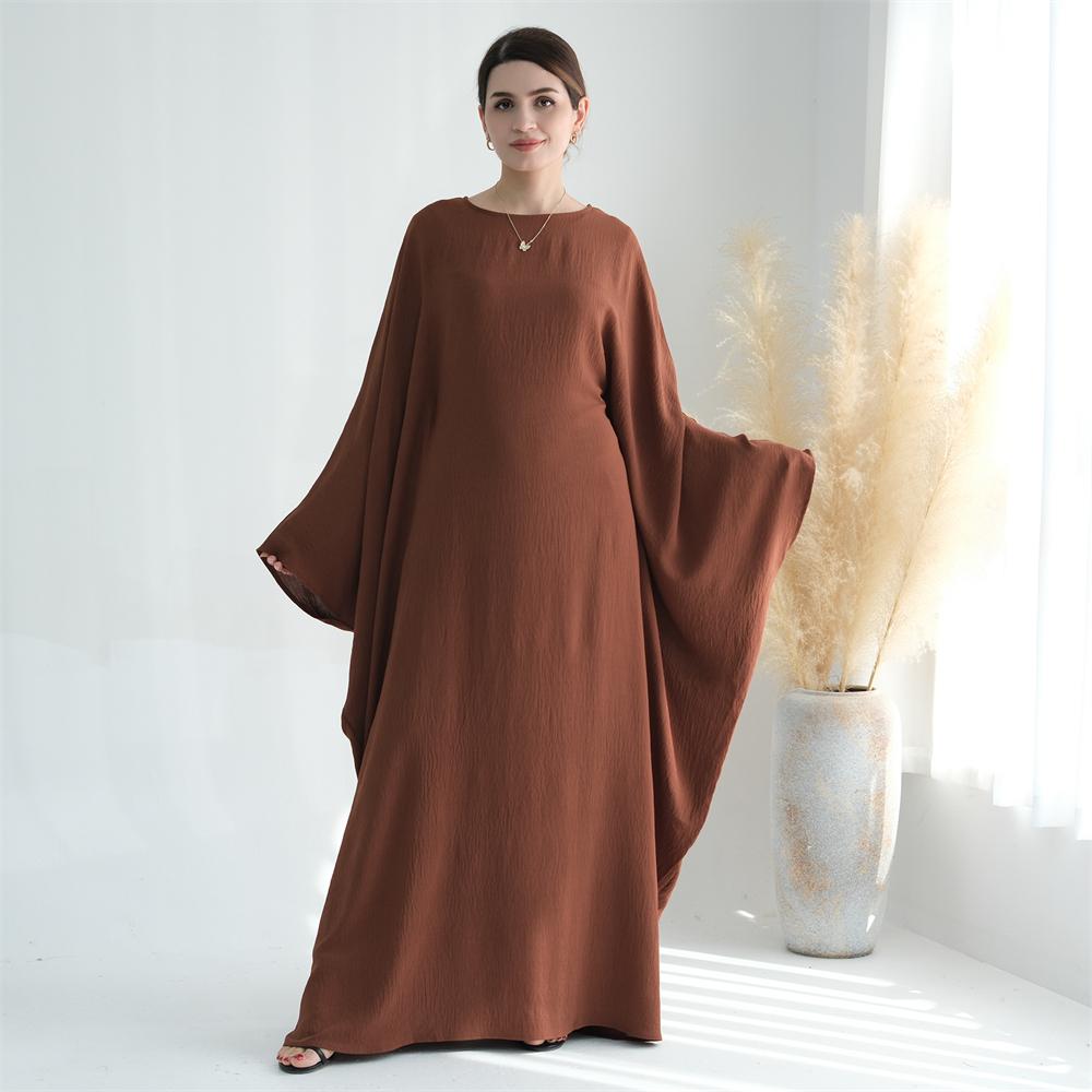 Ramadan Eid Soft Crepe Khimar Batwing Abaya Dubai Islam Muslim Modest African Dresses for Women Kaftan Kebaya Robe Femme Musulma