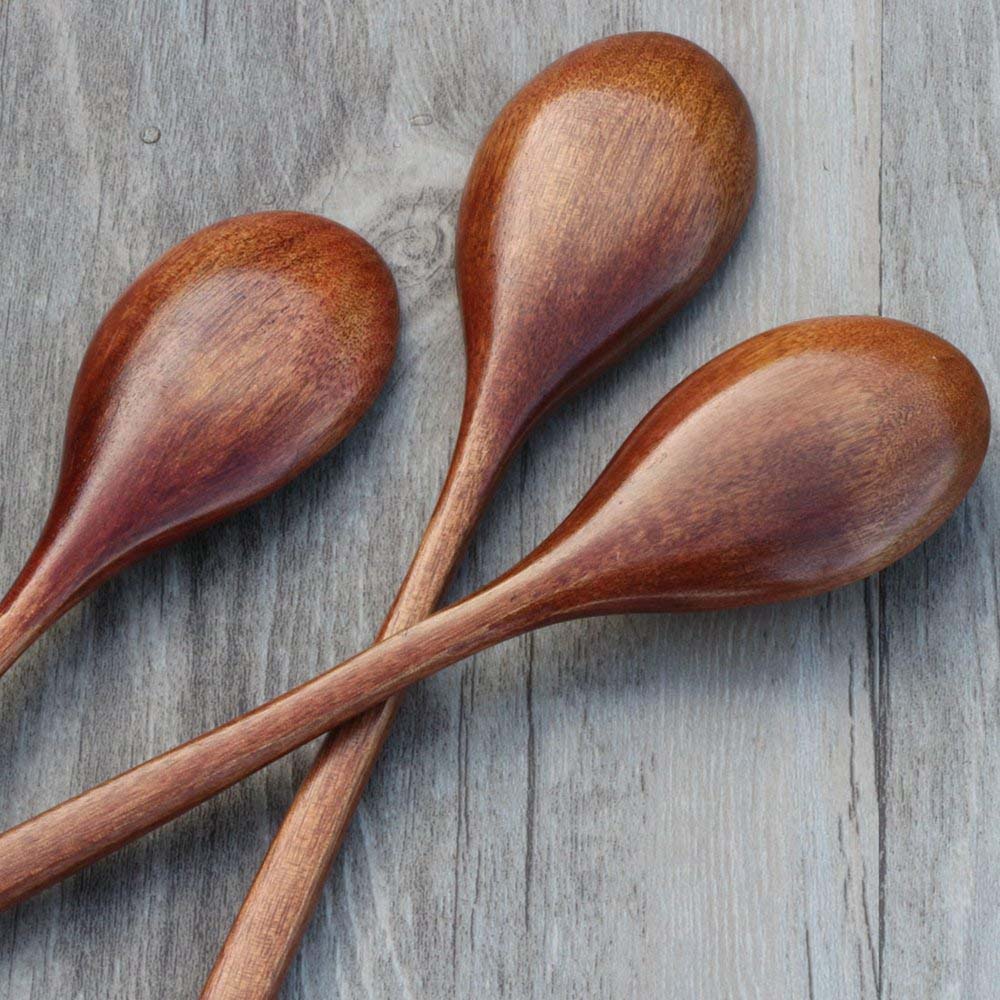 Long Handle Flatware Mixing Ellipse Wooden Spoons Soup Spoons Kitchen Utensil Cooking Supplies
