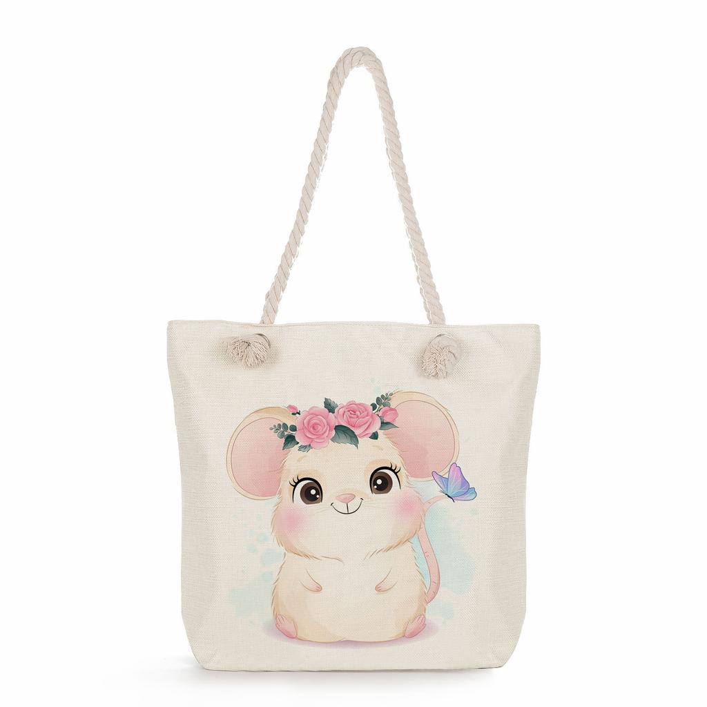 Animal print thick rope single-shoulder beach bag 7286 CLE