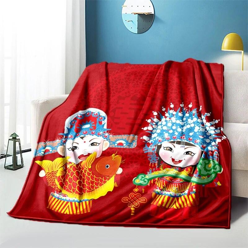 Китайское свадебное плюшевое покрывало с героями мультфильмов, тонкие одеяла для пикника, современное фланелевое одеяло Gedruckt Bettdecke Geschenk