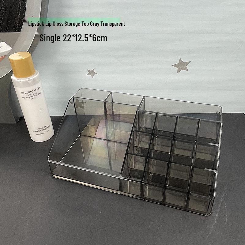 Acrylic Makeup Organizer: Dustproof Lipstick, Lip Gloss, and Eyeshadow Storage Box with Desktop Drawers