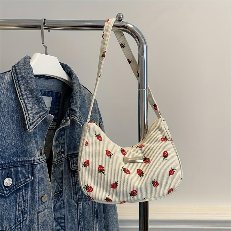 Женская модная сумка через плечо, Сумка с клубничным узором с фиксированным ремешком, Легкая, Застежка-молния