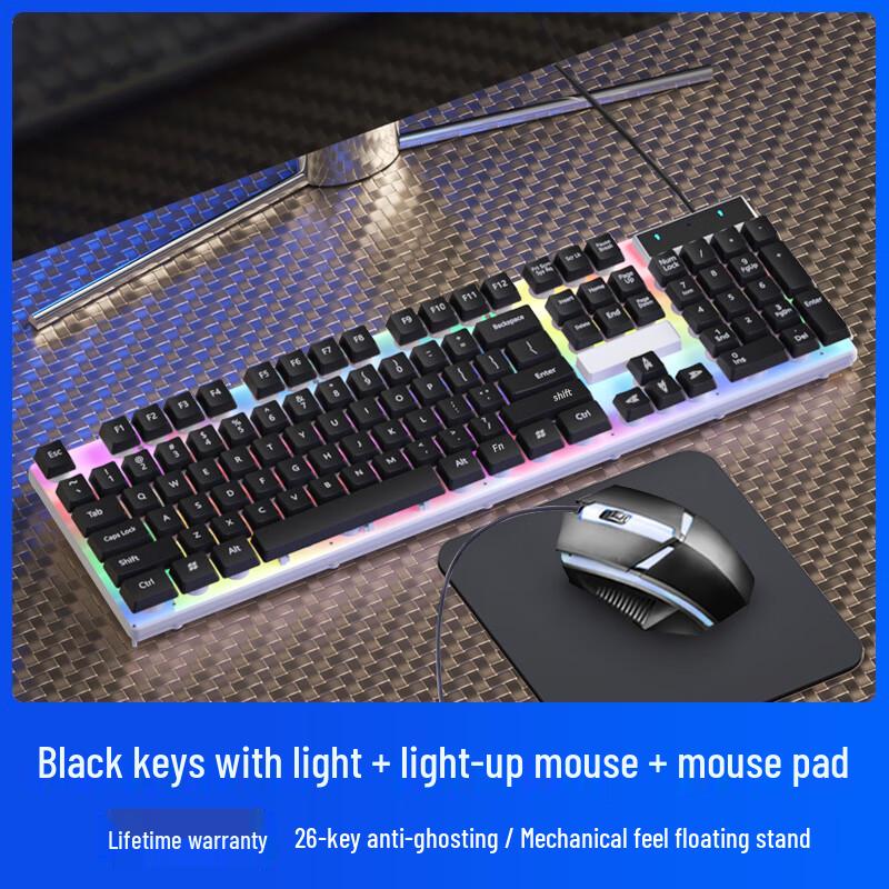 YouShu Wired Mechanical Keyboard and Dazzling Mouse Combo