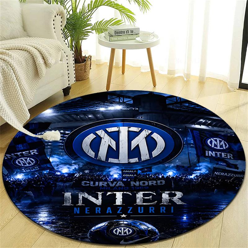 1pc I-Internazionale Milano Print Round Carpet Chair Round Carpet Suitable for Bedroom Living Room Home Decorative Carpet
