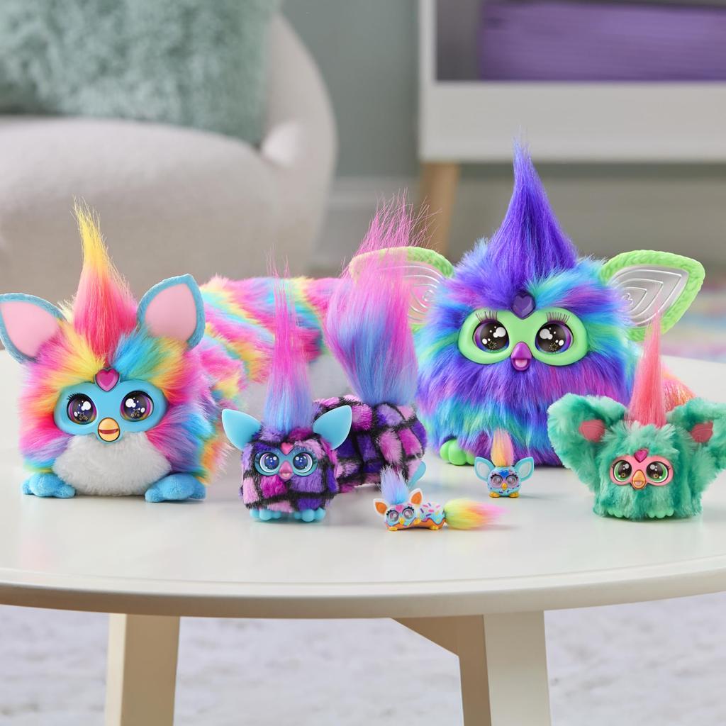 Hasbro Furby DJ Furblets Kitty Love Mini Friend Powered Plush Toy with Expandable Sounds and for Ages 6 and Blue and Authentic Product Furby-speaking